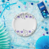 フローラパープルフラワーウェディングパーティー ペーパープレート (パーティー)