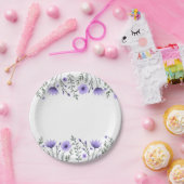 フローラパープルフラワーウェディングパーティー ペーパープレート (パーティー)