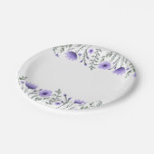フローラパープルフラワーウェディングパーティー ペーパープレート (アングル)