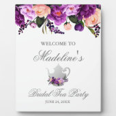 フローラパープルブライダルシャワーティーパーティーへようこそ フォトプラーク (正面)