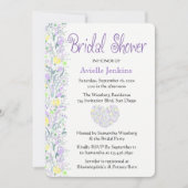 フローラパープルブライダルシャワーラベンダーフラワー 招待状 (正面)