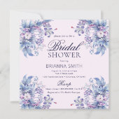 フローラパープルブライダルシャワー招待 招待状 (正面)