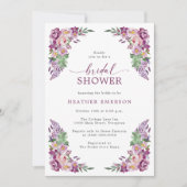 フローラパープルブライダルシャワー 招待状 (正面)