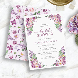 フローラパープルブライダルシャワー 招待状