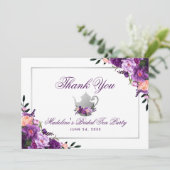 フローラパープルブライダルティーパーティーありがとう サンキューカード (スタンド正面)