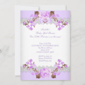 フローラパープルプリンセスベビーシャワーエスニックガール 招待状 (裏面)