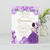 フローラパープルプリンセスXVキンセアニラ誕生日 招待状 (スタンド正面)