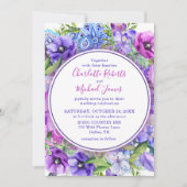 フローラパープルペイズリーウォーター結婚カラー 招待状 (正面)