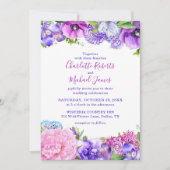 フローラパープルペイズリーウォーター結婚カラー 招待状 (正面)