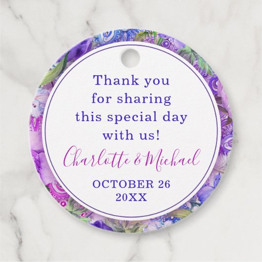 フローラパープルペイズリーサンキュー結婚ズ フェイバータグ (正面)
