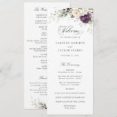 フローラパープルホワイトグリーンリー金ゴールド結婚式 プログラム (正面/裏面)