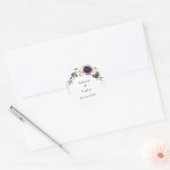 フローラパープルホワイトグリーン封筒用シールシール ラウンドシール (封筒)