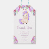フローラパープルユニコーン誕生日ギフトラベル ギフトタグ (正面)