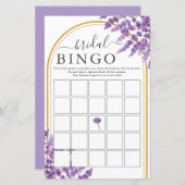 フローラパープルラベンダーズブライダルシャワービンゴゲーム (正面/裏面)