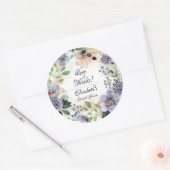 フローラパープルリースブライダルシャワー ラウンドシール (封筒)