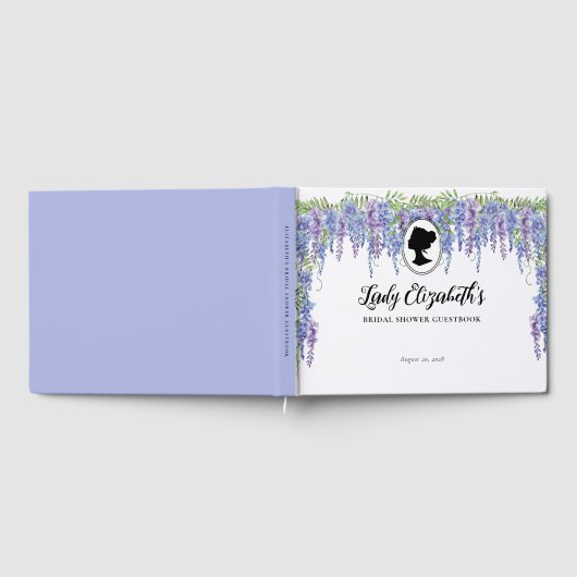 フローラパープルヴィンテージリージェンシーテーマブライダルシャワー ゲストブック (全面)