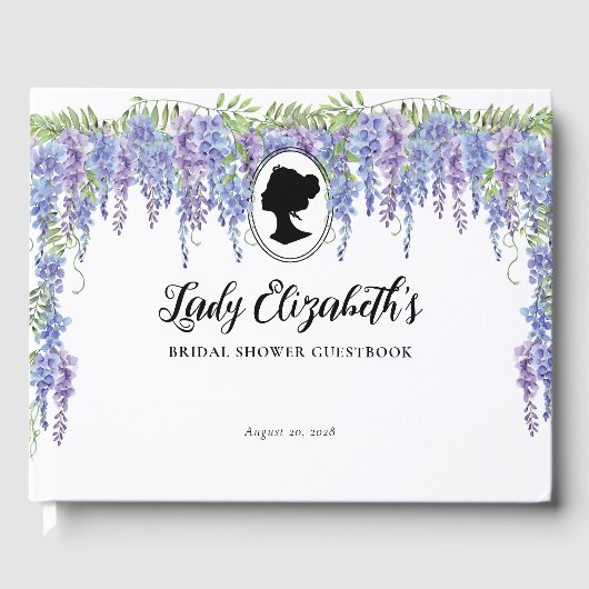 フローラパープルヴィンテージリージェンシーテーマブライダルシャワー ゲストブック (正面)