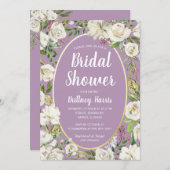 フローラパープル春ガーデンブライダルシャワーブランチ 招待状 (正面/裏面)