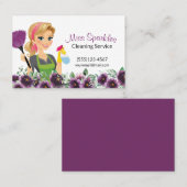 フローラパープル漫画メイドハウスクリーニングサービス 名刺 (正面/裏面)