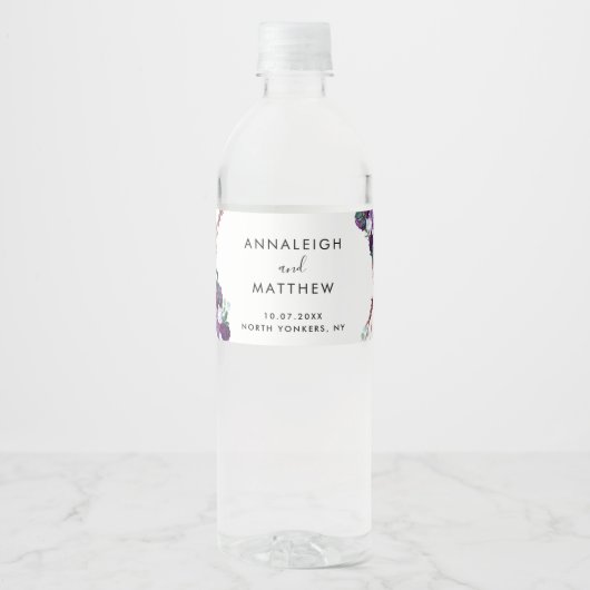 フローラパープル結婚ボタニカル ペットボトルラベル (正面)