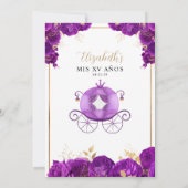 フローラパープル金ゴールドシンデレラ王室のキンセアニェラ 招待状 (裏面)