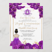 フローラパープル金ゴールドシンデレラ王室のキンセアニェラ 招待状 (正面/裏面)