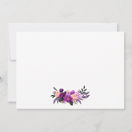 フローラパープル金ゴールドブライダルティーパーティーありがとう サンキューカード (裏面)