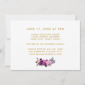 フローラパープル金ゴールド写真卒業パーティー招待状 招待状 (裏面)