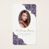 フローラパープル金ゴールド記念葬式祈りの言葉カード (正面)