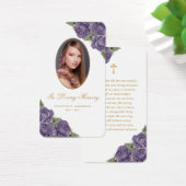 フローラパープル金ゴールド記念葬式祈りの言葉カード (デスク)