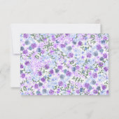 フローラパープル&グレー書道結婚式RSVPカード 出欠カード (裏面)