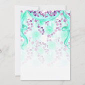 フローラパープル&ティール（緑がかった色）バナーブライダルシャワー 招待状 (裏面)