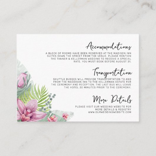 フローラパーム熱帯結婚詳細 エンクロージャーカード (裏面)