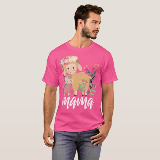 フローラヒツジ母ベビーママ動物の母の日彼女 Tシャツ (正面フル)