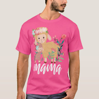 フローラヒツジ母ベビーママ動物の母の日彼女 Tシャツ