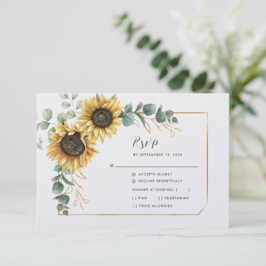 フローラヒマワリ幾何学ユーカリ 出欠カード (スタンド正面)