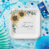 フローラヒマワリ素朴ユーカリプタス16パーティー ペーパープレート (パーティー)