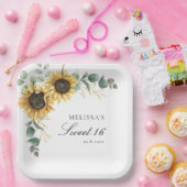 フローラヒマワリ素朴ユーカリプタス16パーティー ペーパープレート (パーティー)