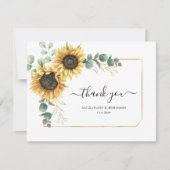 フローラヒマワリ結婚ユーカリサンキューカード ノートカード (正面)