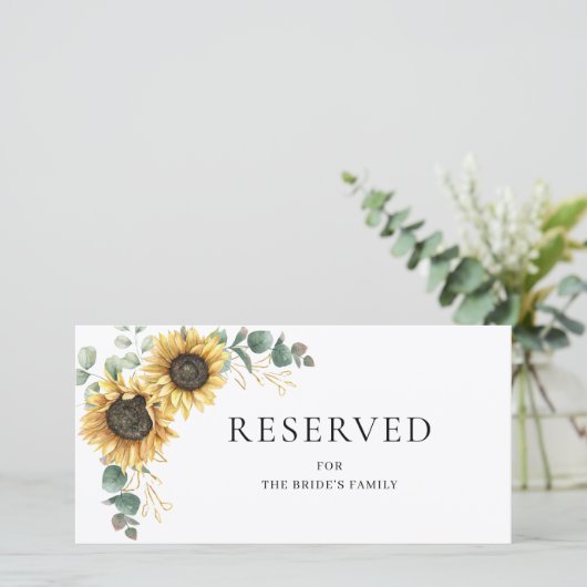 フローラヒマワリ結婚ユーカリ予約カード (スタンド正面)