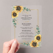 フローラヒマワリ結婚ユーカリ アクリル招待状 (インサイチュ (ポータブル))