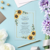 フローラヒマワリ結婚ユーカリ アクリル招待状 (インサイチュ (ウェディング))