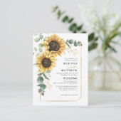 フローラヒマワリ結婚ユーカリ インビテーションポストカード (スタンド正面)