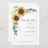 フローラヒマワリ結婚ユーカリ セーブザデート (正面/裏面)