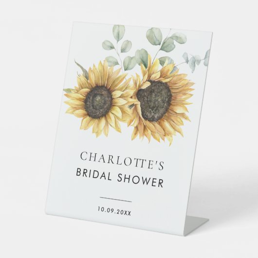 フローラヒマワリ緑の水彩ブライダルシャワー 台座サイン (正面)