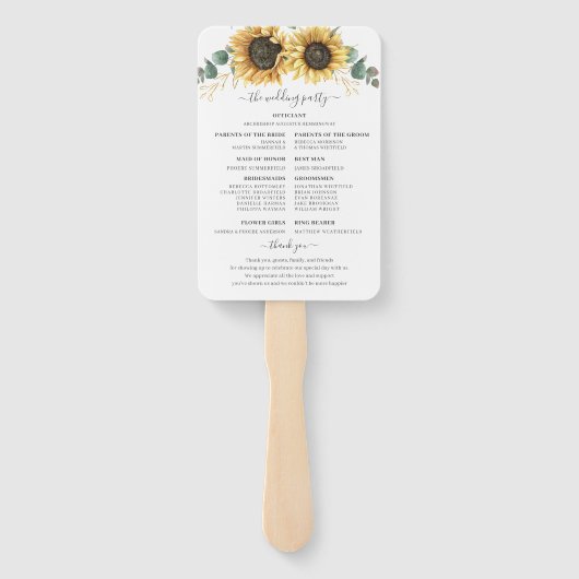 フローラヒマワリ葉カリ結婚式 プログラム ハンドファン (裏面)