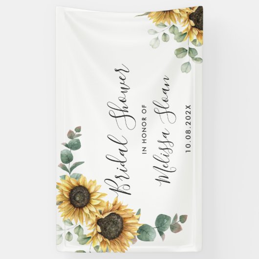 フローラヒマワールユーカリプスグリーンブライダルシャワー 横断幕 (縦)
