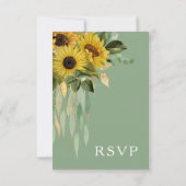 フローラヒマワールユーカリプトゥスセージ結婚グリーン 出欠カード (裏面)