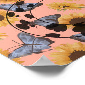 フローラヒョウのチータヒマワリ黄色とピンク ポスター (角)