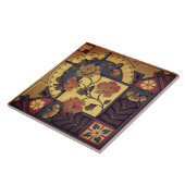 フローラビクトリアンアートとクラフトブルー茶色の赤 タイル (側面)